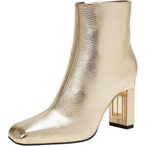 Katy Perry THE HOLLOW HEEL BOOTIE Gold Faux Leather Square Toe Ankle Boots NWT